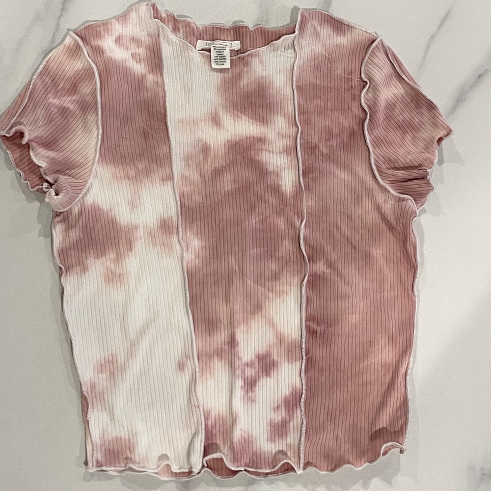 Pink and white tie dye shirt